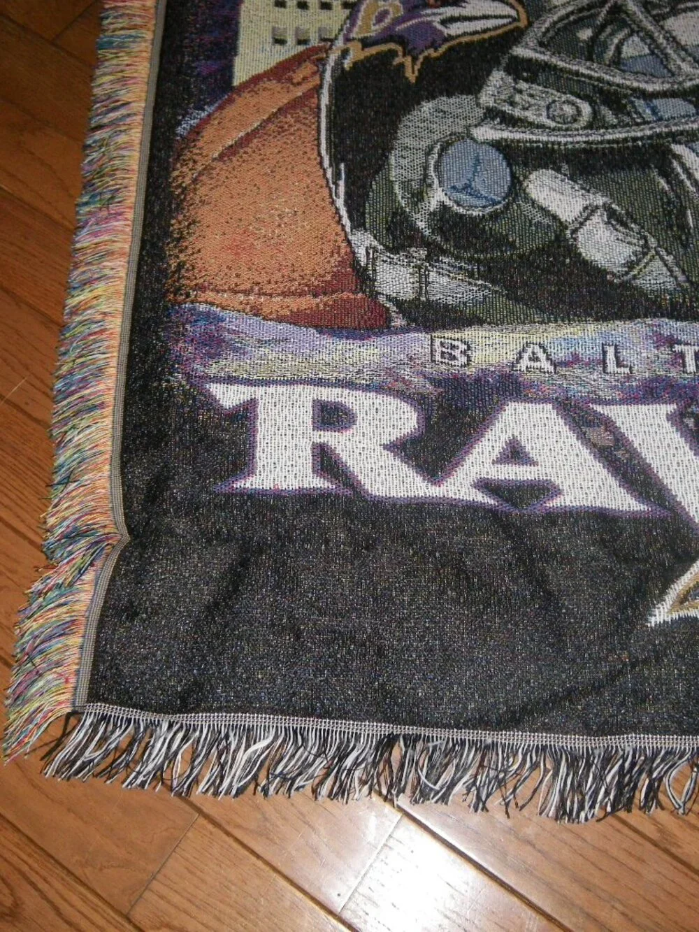 Baltimore Ravens NFL Football Throw Blanket Fringe Edges Tailgating Stadium